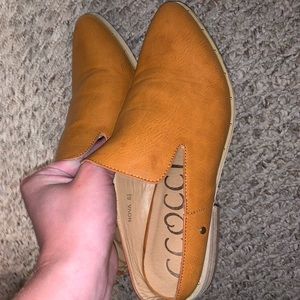Brown slip ons